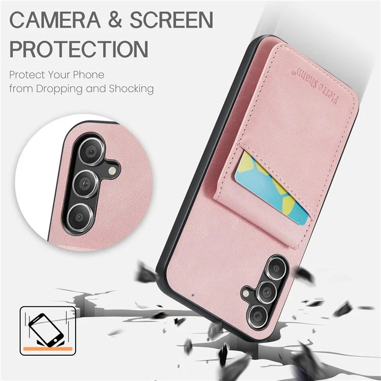 FIERRE SHANN For Samsung Galaxy A24 4G (162.1 x 77.6 x 8.3mm) Case PU+TPU Crazy Horse Texture Cellphone Cover