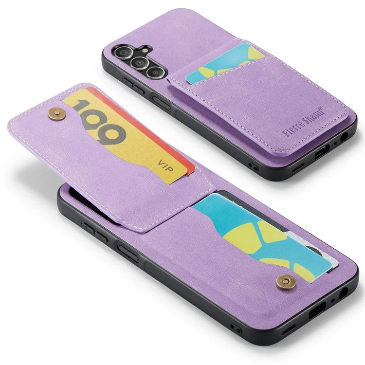 FIERRE SHANN For Samsung Galaxy A13 5G Cell Phone Case Card Slots PU+TPU Back Cover