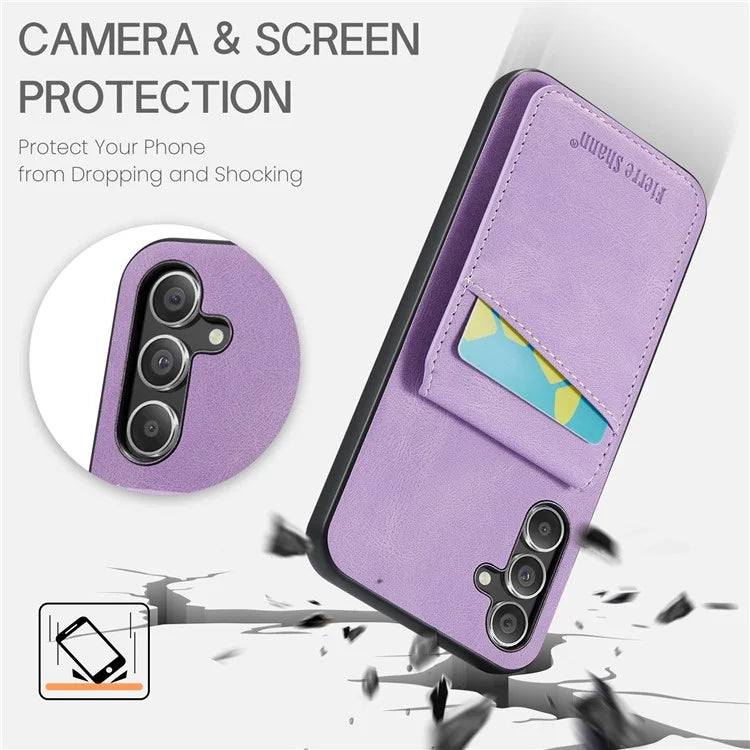 FIERRE SHANN For Samsung Galaxy A13 5G Cell Phone Case Card Slots PU+TPU Back Cover