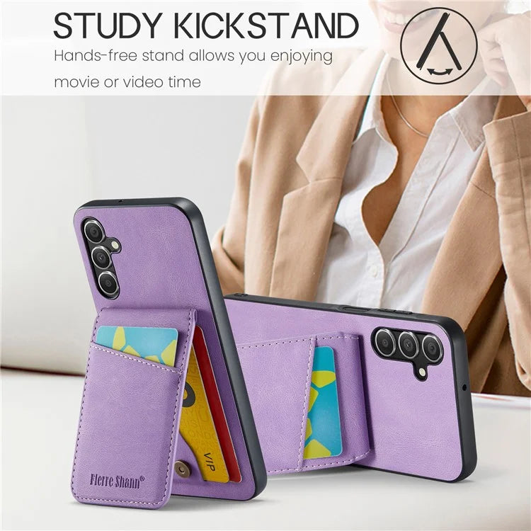 FIERRE SHANN For Samsung Galaxy A13 5G Cell Phone Case Card Slots PU+TPU Back Cover