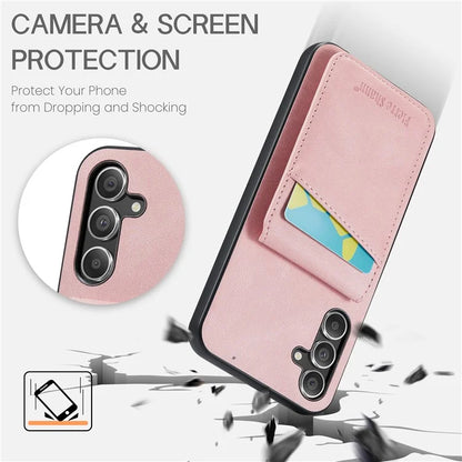 FIERRE SHANN For Samsung Galaxy A13 5G Cell Phone Case Card Slots PU+TPU Back Cover