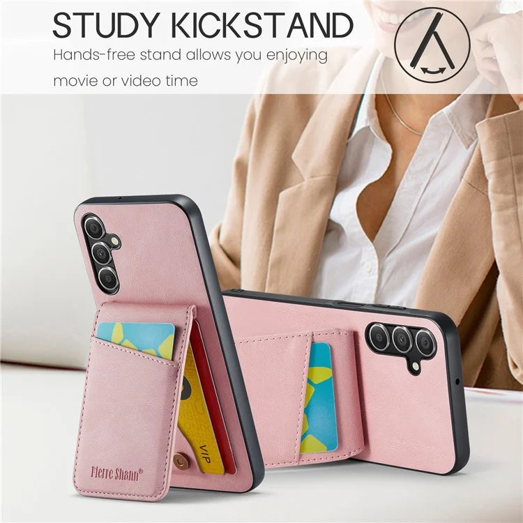 FIERRE SHANN For Samsung Galaxy A13 5G Cell Phone Case Card Slots PU+TPU Back Cover