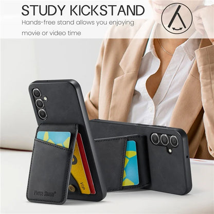 FIERRE SHANN For Samsung Galaxy A13 5G Cell Phone Case Card Slots PU+TPU Back Cover