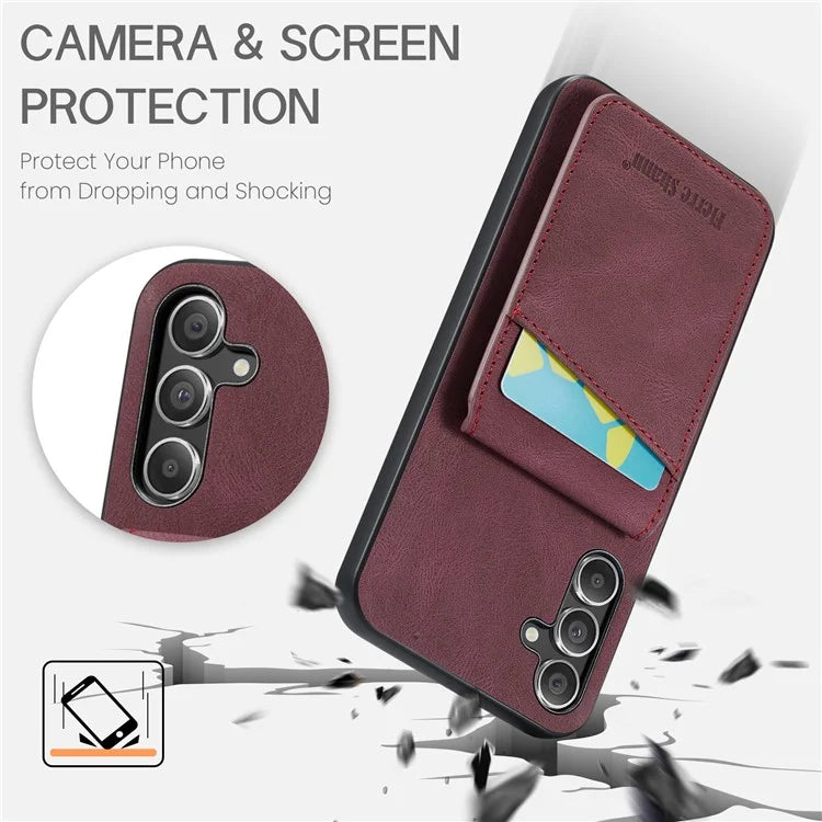 FIERRE SHANN For Samsung Galaxy A13 5G Cell Phone Case Card Slots PU+TPU Back Cover
