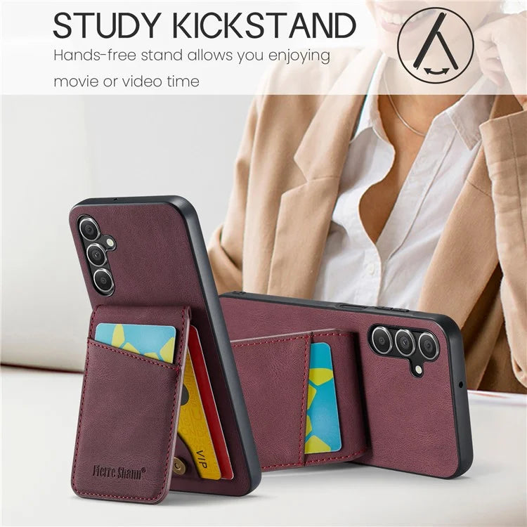FIERRE SHANN For Samsung Galaxy A13 5G Cell Phone Case Card Slots PU+TPU Back Cover