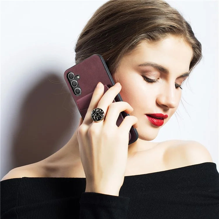 FIERRE SHANN For Samsung Galaxy A13 5G Cell Phone Case Card Slots PU+TPU Back Cover