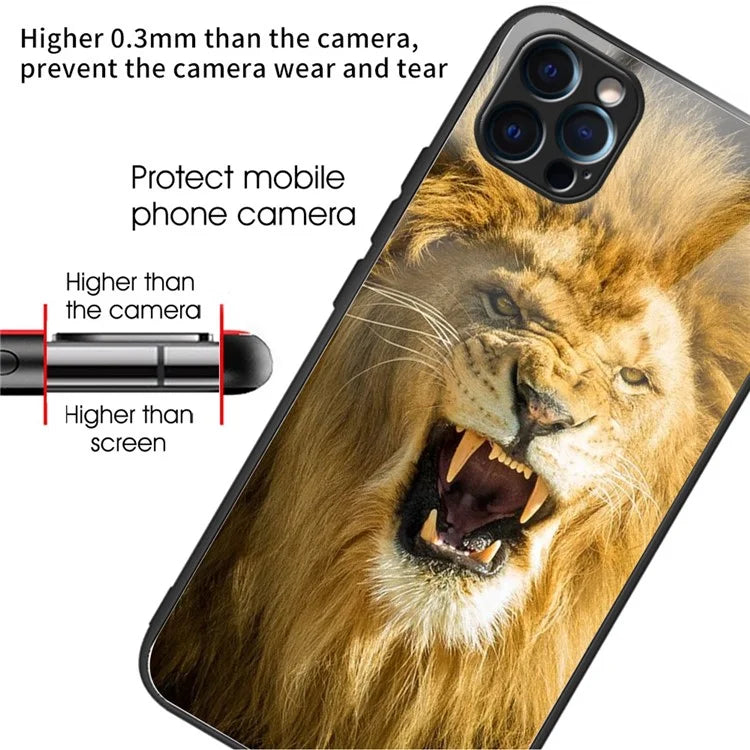 For iPhone 15 Pro Max Tempered Glass Back Cover Phone Case Pattern Anti-Scratch