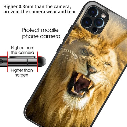 For iPhone 15 Pro Max Tempered Glass Back Cover Phone Case Pattern Anti-Scratch