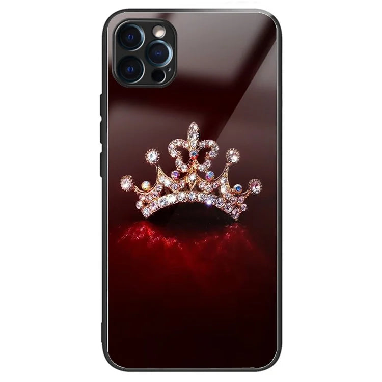 For iPhone 15 Pro Max Tempered Glass Back Cover Phone Case Pattern Anti-Scratch