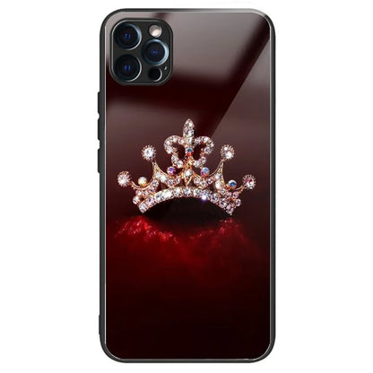 For iPhone 15 Pro Max Tempered Glass Back Cover Phone Case Pattern Anti-Scratch