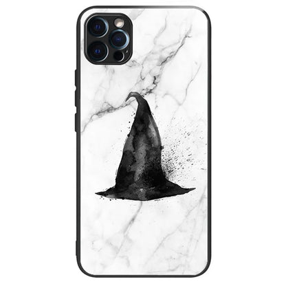 For iPhone 15 Pro Max Tempered Glass Back Cover Phone Case Pattern Anti-Scratch