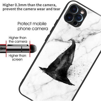 For iPhone 15 Pro Max Tempered Glass Back Cover Phone Case Pattern Anti-Scratch
