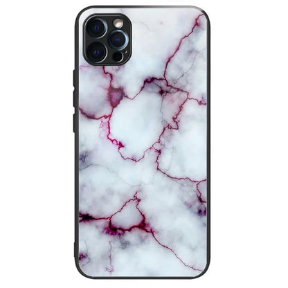 For iPhone 15 Pro Max Tempered Glass Back Cover Phone Case Pattern Anti-Scratch