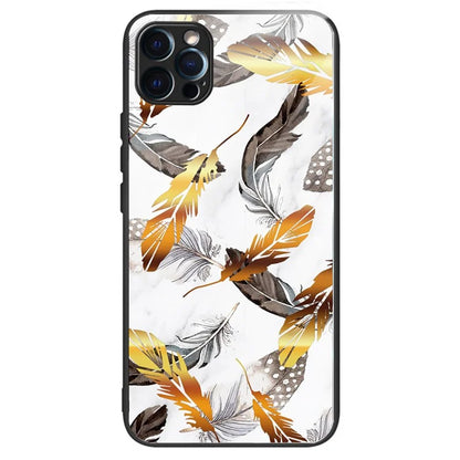 For iPhone 15 Pro Max Tempered Glass Back Cover Phone Case Pattern Anti-Scratch
