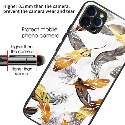 For iPhone 15 Pro Max Tempered Glass Back Cover Phone Case Pattern Anti-Scratch