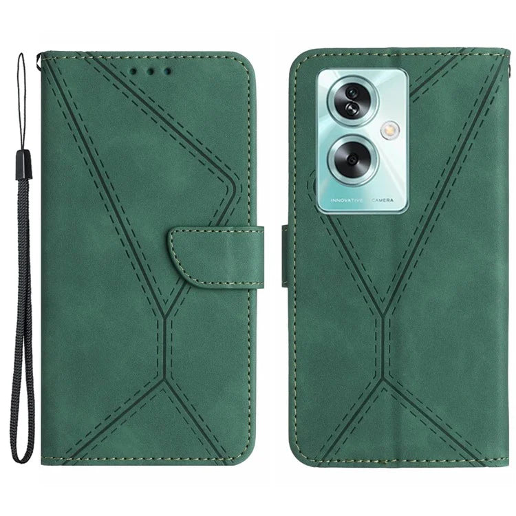 HT05 For Oppo A59 5G Skin-Feel Leather Case Wallet Splicing Phone Cover