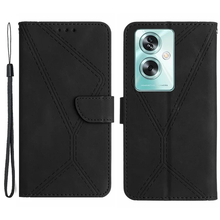 HT05 For Oppo A59 5G Skin-Feel Leather Case Wallet Splicing Phone Cover