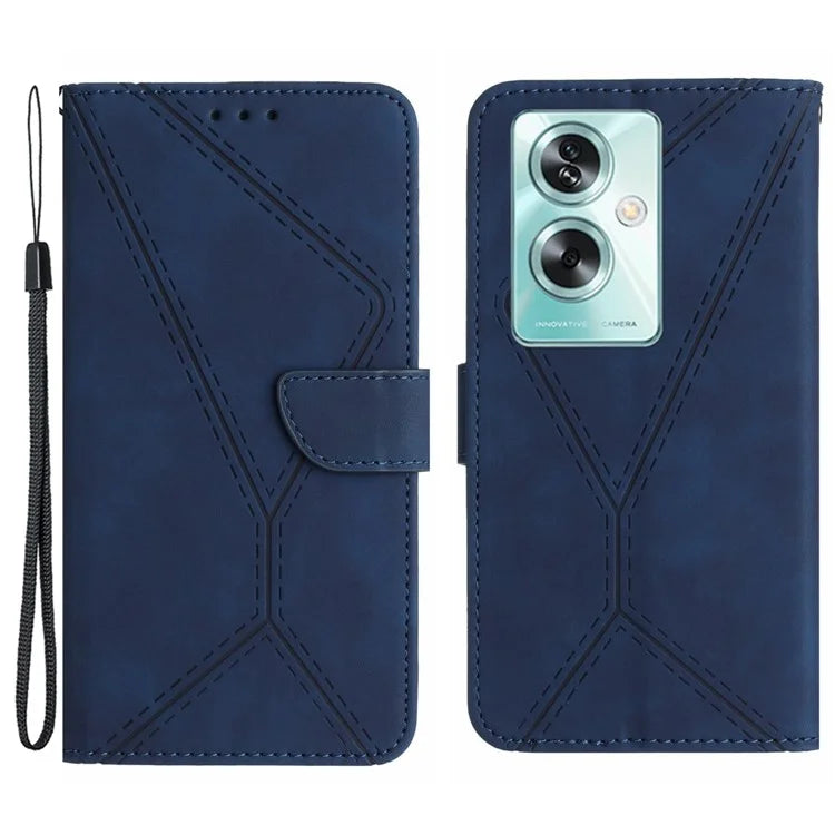 HT05 For Oppo A59 5G Skin-Feel Leather Case Wallet Splicing Phone Cover