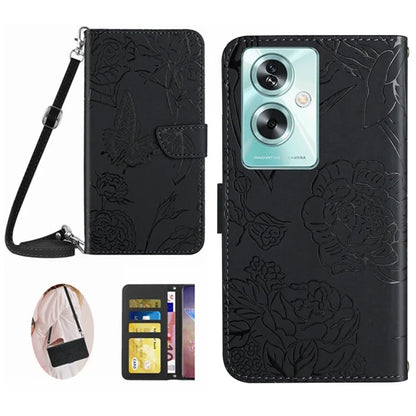 HT03 For Oppo A59 5G Butterfly Flower Phone Case Crossbody Leather Phone Cover