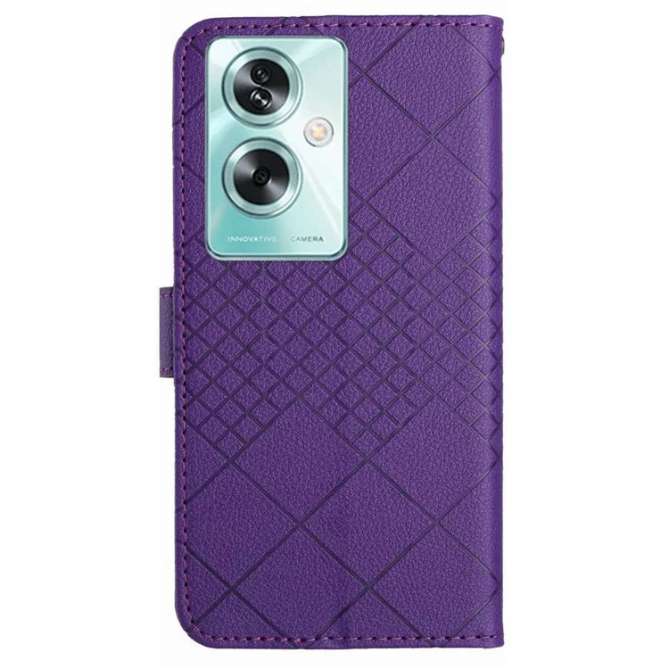 HT06 For Oppo A59 5G Leather Case Litchi Texture Flip Wallet Phone Cover