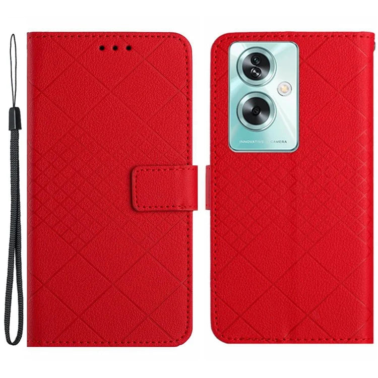 HT06 For Oppo A59 5G Leather Case Litchi Texture Flip Wallet Phone Cover