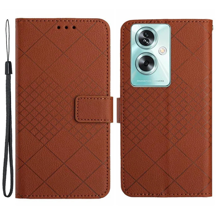 HT06 For Oppo A59 5G Leather Case Litchi Texture Flip Wallet Phone Cover