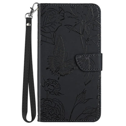 HT03 For Oppo A59 5G Wallet Leather Case Butterfly Flower with Hand Strap