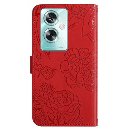 HT03 For Oppo A59 5G Wallet Leather Case Butterfly Flower with Hand Strap