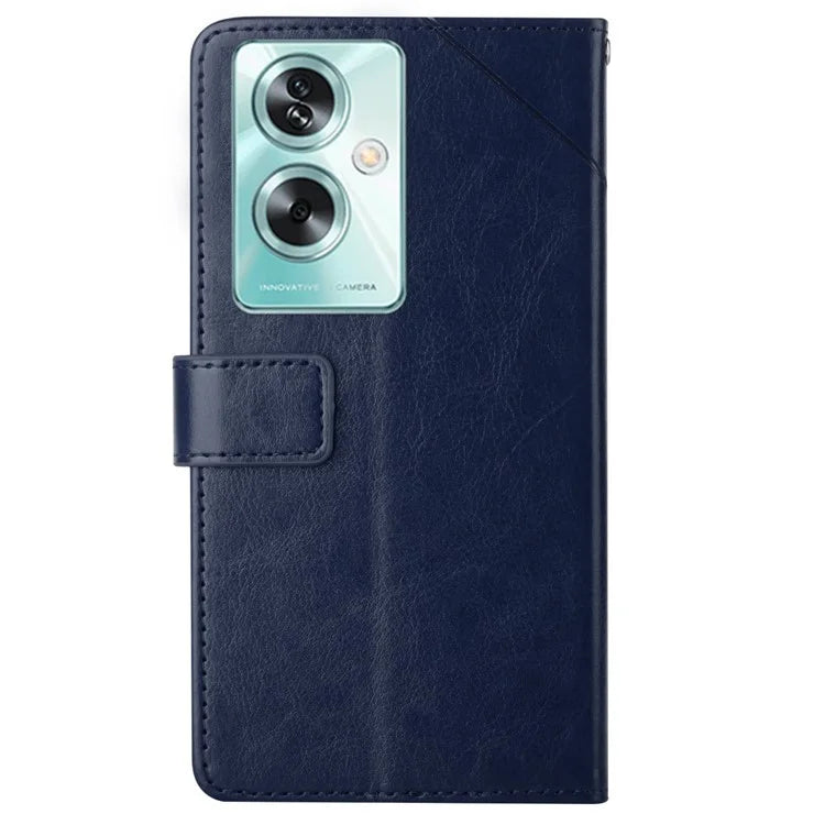 HT01 For Oppo A59 5G Phone Leather Case with Wallet Stand Imprint Y-shaped Line