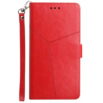HT01 For Oppo A59 5G Phone Leather Case with Wallet Stand Imprint Y-shaped Line