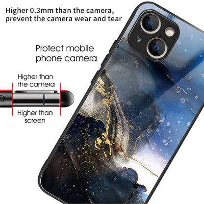 For iPhone 15 Plus Pattern Phone Case Anti-Scratch Tempered Glass