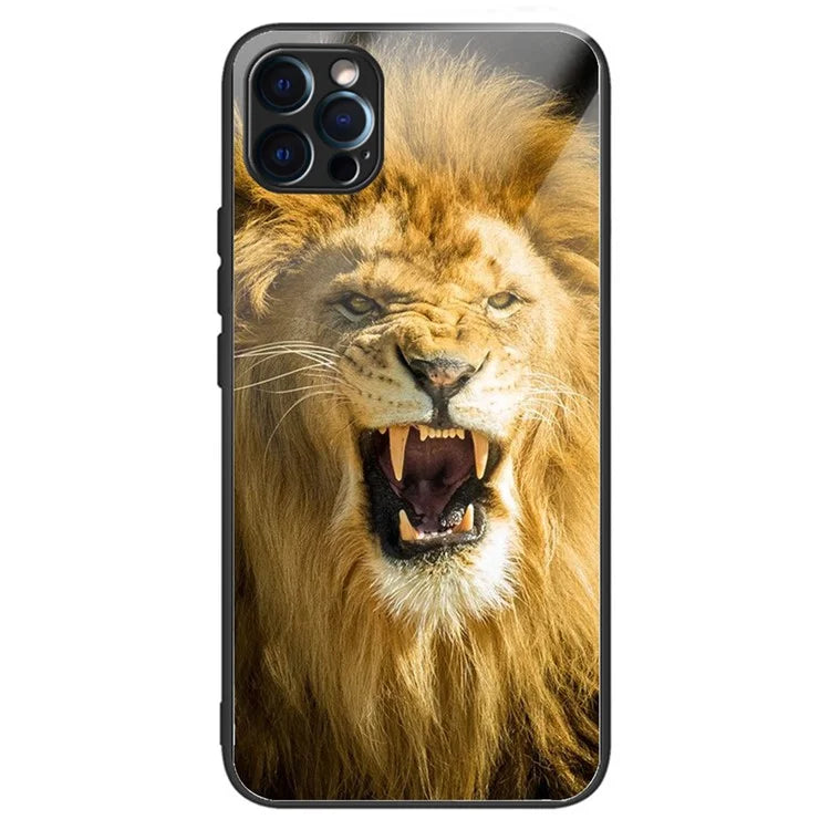 For iPhone 15 Pro Pattern Phone Case Shockproof Tempered Glass + TPU Cover