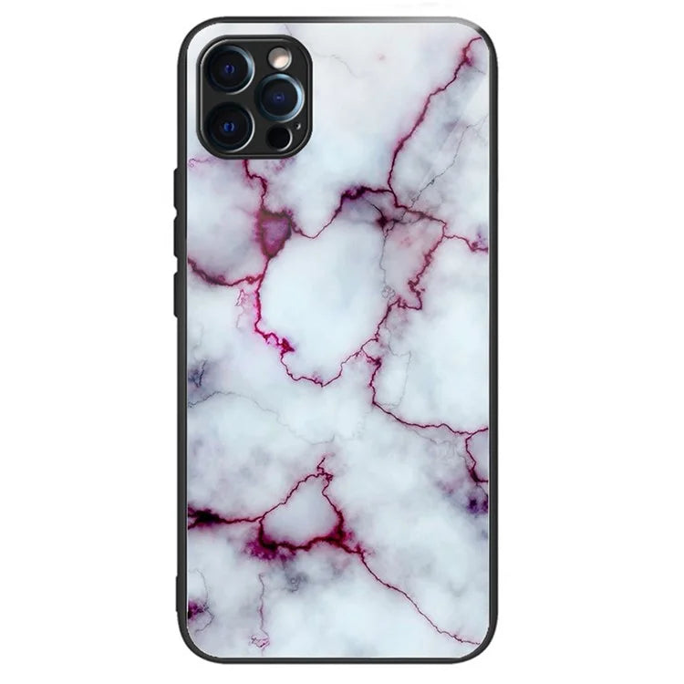 For iPhone 15 Pro Pattern Phone Case Shockproof Tempered Glass + TPU Cover