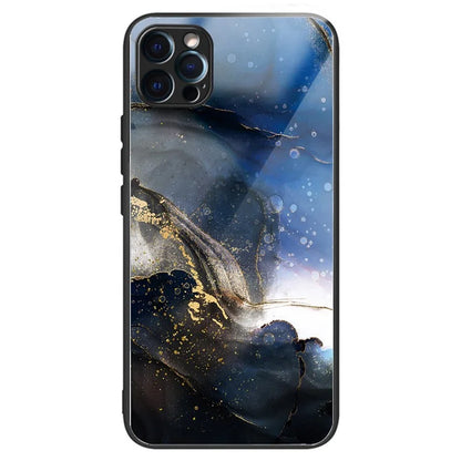 For iPhone 15 Pro Pattern Phone Case Shockproof Tempered Glass + TPU Cover