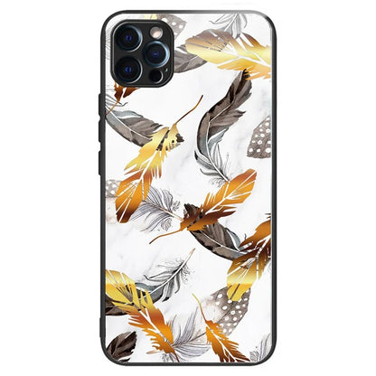 For iPhone 15 Pro Pattern Phone Case Shockproof Tempered Glass + TPU Cover