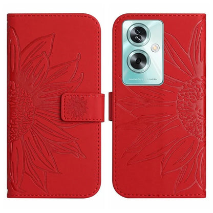 HT04 For Oppo A59 5G Case Imprinted Sunflower Pattern Crossbody Leather Phone Cover