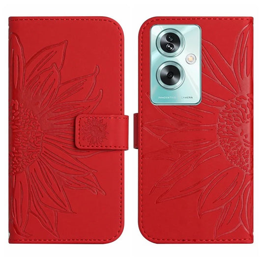 HT04 For Oppo A59 5G Case Imprinted Sunflower Pattern Crossbody Leather Phone Cover