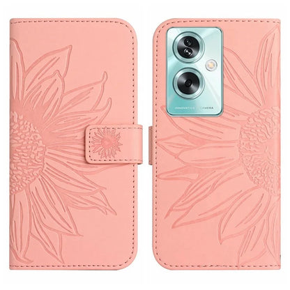 HT04 For Oppo A59 5G Case Imprinted Sunflower Pattern Crossbody Leather Phone Cover