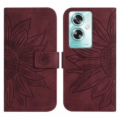 HT04 For Oppo A59 5G Case Imprinted Sunflower Pattern Crossbody Leather Phone Cover