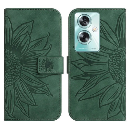 HT04 For Oppo A59 5G Case Imprinted Sunflower Pattern Crossbody Leather Phone Cover