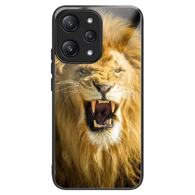 For Xiaomi Redmi 12 5G (Global) Tempered Glass Case TPU Frame Protective Phone Cover Pattern Printing