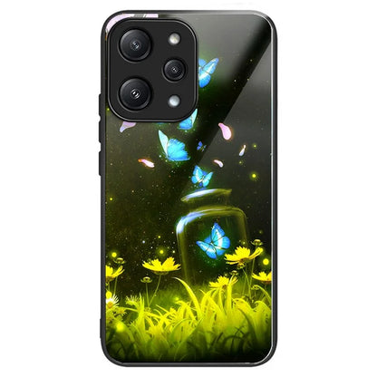 For Xiaomi Redmi 12 5G (Global) Tempered Glass Case TPU Frame Protective Phone Cover Pattern Printing