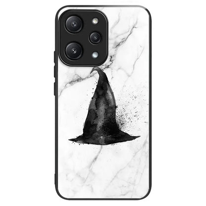 For Xiaomi Redmi 12 5G (Global) Tempered Glass Case TPU Frame Protective Phone Cover Pattern Printing
