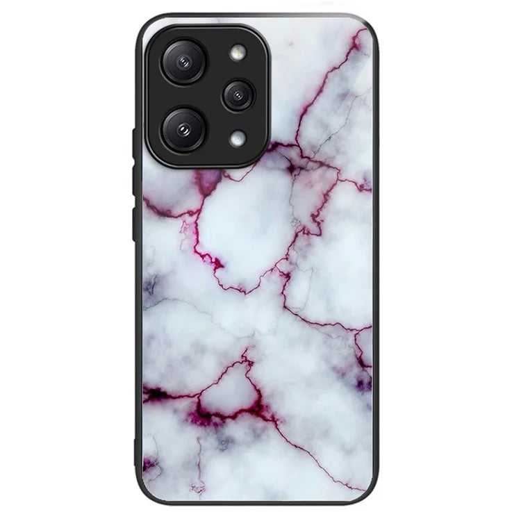 For Xiaomi Redmi 12 5G (Global) Tempered Glass Case TPU Frame Protective Phone Cover Pattern Printing