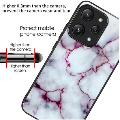 For Xiaomi Redmi 12 5G (Global) Tempered Glass Case TPU Frame Protective Phone Cover Pattern Printing