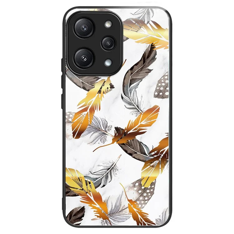 For Xiaomi Redmi 12 5G (Global) Tempered Glass Case TPU Frame Protective Phone Cover Pattern Printing