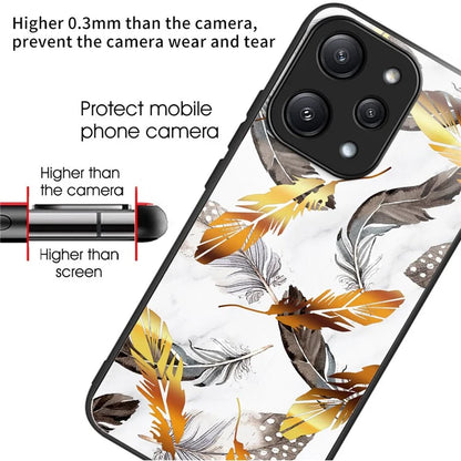 For Xiaomi Redmi 12 5G (Global) Tempered Glass Case TPU Frame Protective Phone Cover Pattern Printing
