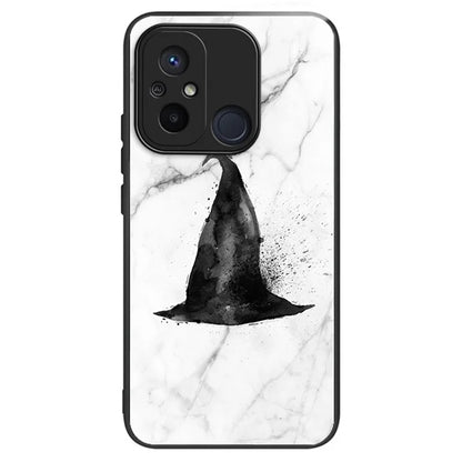 Phone Case for Xiaomi Redmi 12C 4G Resistant TPU+Tempered Glass Cover Pattern Design