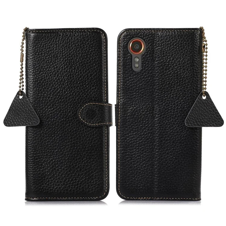For Samsung Galaxy Xcover 7 RFID Blocking Phone Case Genuine Cow Leather Cover