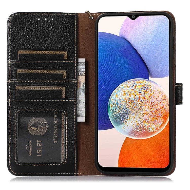 For Samsung Galaxy Xcover 7 RFID Blocking Phone Case Genuine Cow Leather Cover